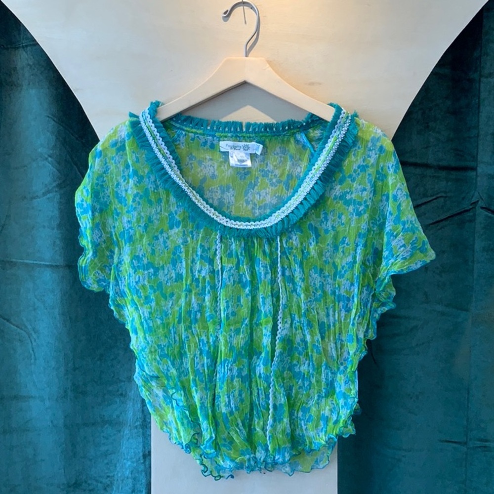 Poupette St. Barth Green and Blue Blouse